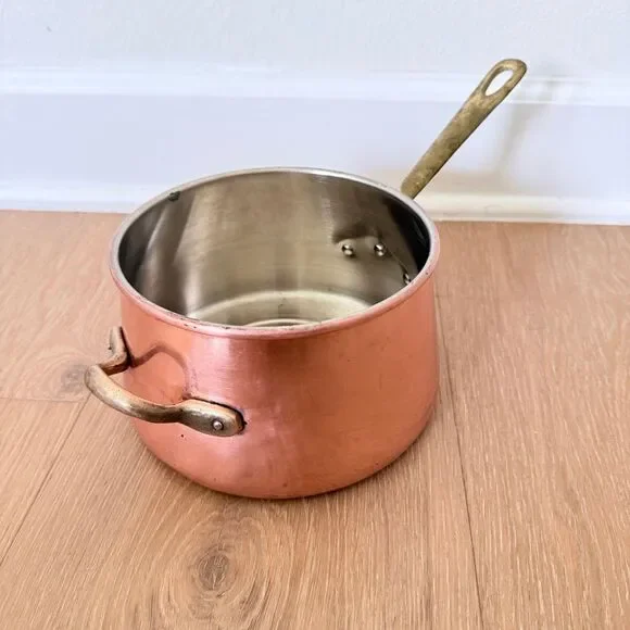 VTG Copper w/ Brass ODI Sauce Pan Korea - 5 1/4” X 3” - Picture 3 of 13